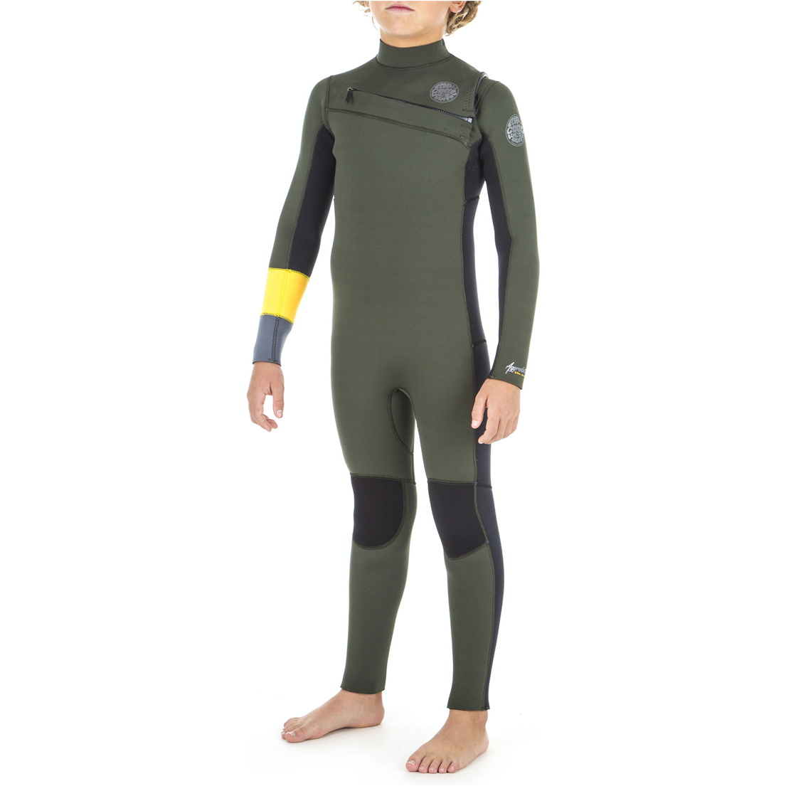 2019 Rip Curl Junior Aggrolite 5/3mm Chest Zip Våddragt Khaki Wsm8pb